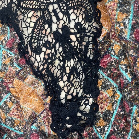 Xhilaration Women's Open Front Kimono Cardigan Cover-Up Bohemian Crochet Back L - Picture 4 of 7